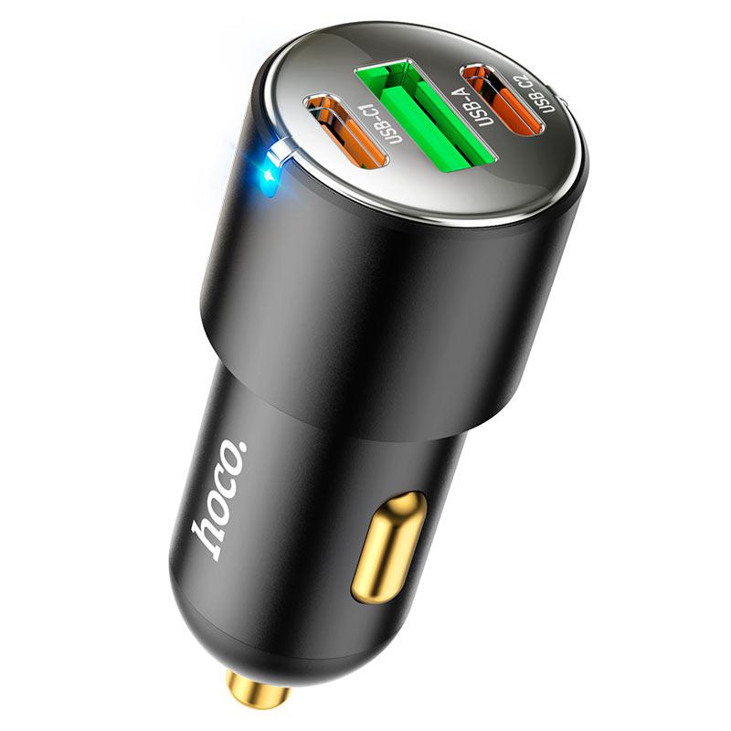 Автомобільний зарядний пристрій в прикурювач Hoco NZ6 45W 2хType-C + USB Чорний (NZ6black)