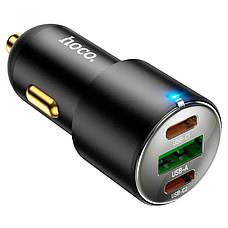 Автомобільний зарядний пристрій в прикурювач Hoco NZ6 45W 2хType-C + USB Чорний (NZ6black), фото 2