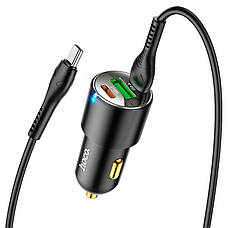 Автомобільний зарядний пристрій Hoco NZ6 45W 2хType-C+USB + кабель Type-C - Type-C (NZ6black), фото 4