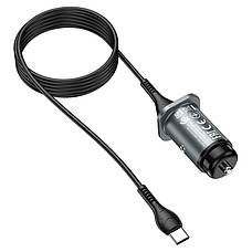 Автомобільний зарядний пристрій Hoco NZ24 Wise Road 24 W 2хUSB + кабель USB - Type-C (NZ24metalgray), фото 2