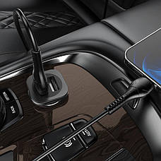 Автомобільний зарядний пристрій Hoco NZ24 Wise Road 24 W 2хUSB + кабель USB - Type-C (NZ24metalgray), фото 6