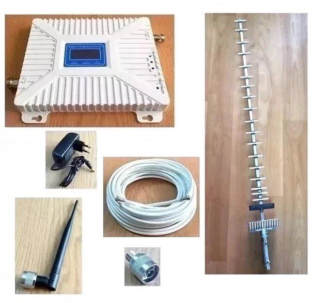 Підсилювач сотового зв'язку SST-1765-DW із зовнішньою антеною Yagi та внутрішньою круговою антеною, 300 кв. м.