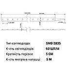 Світлодіодна стрічка RISHANG 60-2835-12V-IP20 5,5 W 530 Lm 4000 K 5 м (RN0860TA-B-NW), фото 5