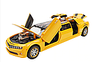 Модель автомобіля Chevrolet Camaro подовжена жовта, модель високої якості 1:32 зі сплаву, музика та світло, фото 2