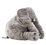 М'яка іграшка слоник RESTEQ. Миле плюшеве слоненя-подушка 60см сірий, фото 4