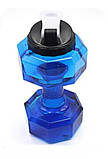 Фітнес пляшка для води у вигляді гантелі 2 в 1 RESTEQ. Спортивні пляшки, шейкер. Аквагантелі Сині, фото 2