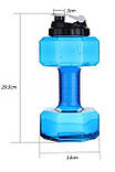 Фітнес пляшка для води у вигляді гантелі 2 в 1 RESTEQ. Спортивні пляшки, шейкер. Аквагантелі Сині, фото 3