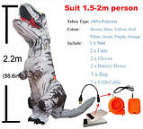 Надувний костюм Тиранозавра RESTEQ, T Rex косплей, костюм динозавра T-Rex. Тиранозавр надувний (білий), фото 2