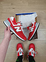 Жіночі кросівки червоні з білим New Balance 574 Red White. Жіноче взуття замша сітка Нью Баланс 574 червоні