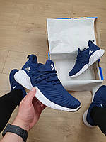Літні кросівки чоловічі сині з білим Adidas Alphabounce. Взуття літнє чоловіче Адідас Альфа Боунс синє