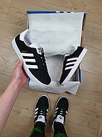 Кросівки та кеди жіночі літні замшеві чорно-білі Adidas Gazelle Black White. Кроси жіночі Адіас Газель