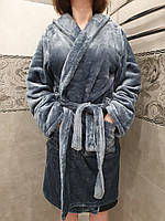 Домашні махрові халати сірі банні для жінок. Халати жіночі махрові. Сірий жіночий халат із махри