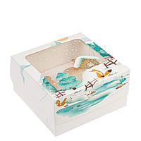 Коробка 170х170х105 (на 4 капкейка) з вікном "Різдво"