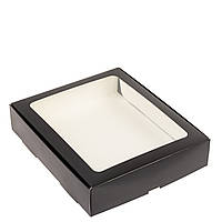 Коробка для десертів з вікном 200х240х50, чорна