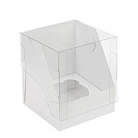 Коробка 90х90х110 (на 1 капкейк) з прозорою кришкою, біла
