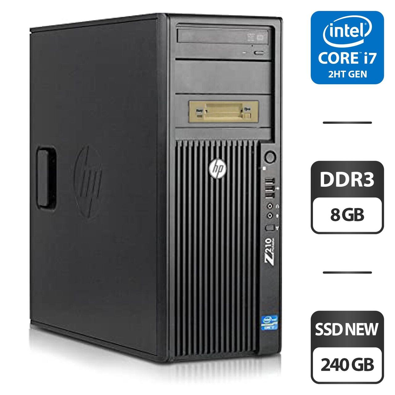 Робоча станція HP Z210 Workstation Tower / Intel Core i7-2600 (4 (8) ядра по 3.4 - 3.8 GHz) / 8 GB DDR3 / 240 GB SSD NEW / nVidia