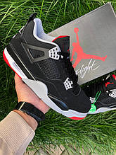 Чоловічі демісезонні високі кросівки в стилі Nike Air Jordan 4 Retro, чорні Найк Аїр Джордан