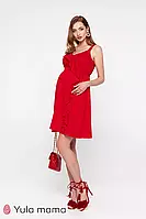 Червоний нараїдний сарафан із воланом для вагітних і мам-годувальниць Rosie (S) SF-21.011
