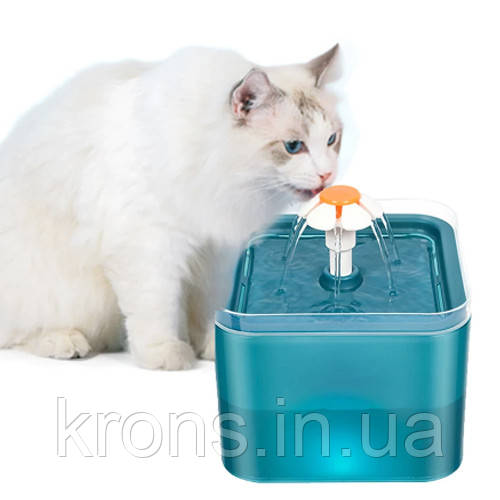 Питний фонтан для котів собак 2 л USB з фільтром, автопоїлка, фото 1