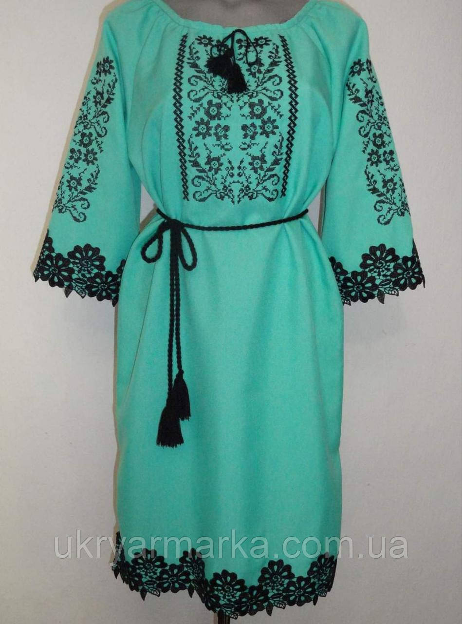 Плаття з вишивкою "Тетяна" морська хвиля