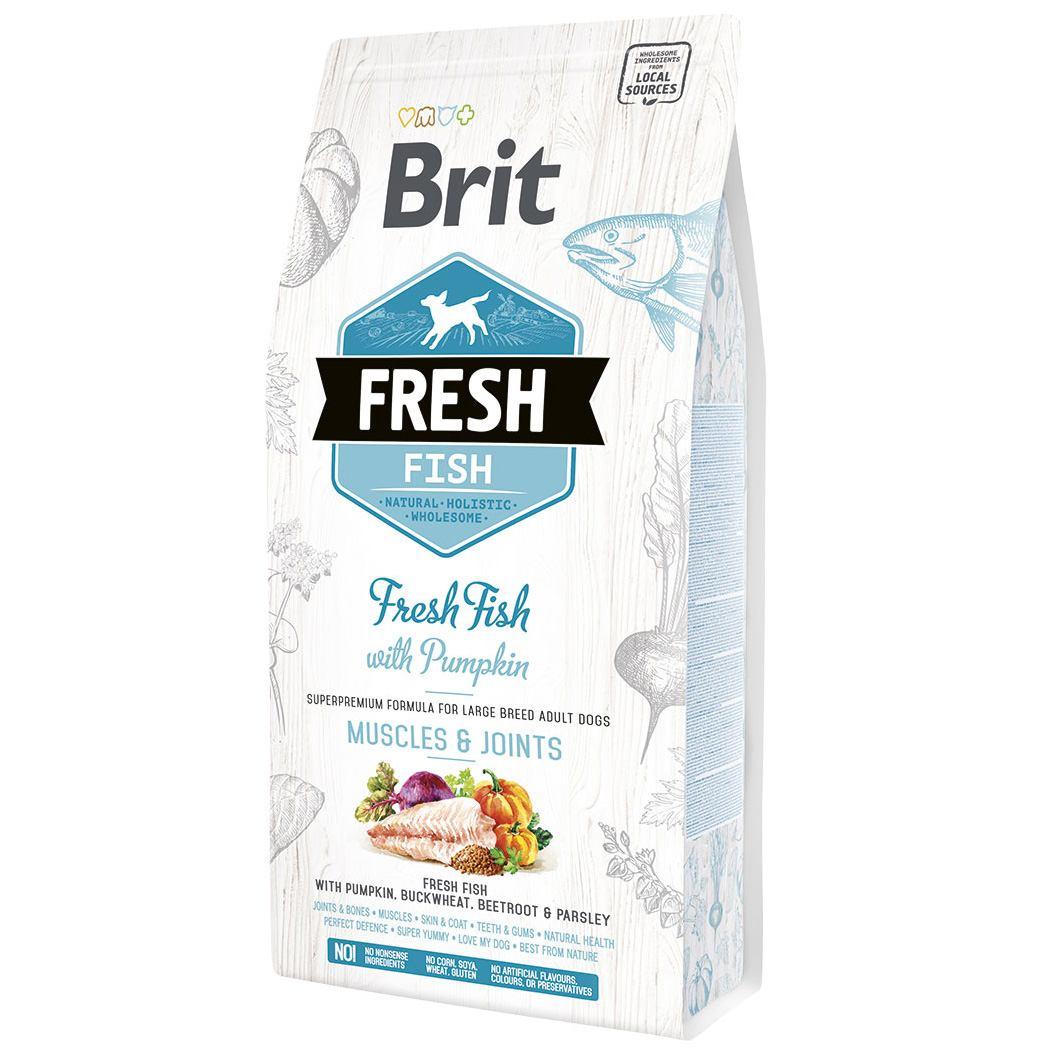 Корм Brit Fresh сухий для дорослих собак великих порід для м'язів та суглобів Бріт Фреш Едалт Лардж з рибою та