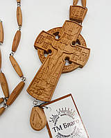 Хрест наперсний, дерев'яний різьблений на ланцюжку, 7х18 см