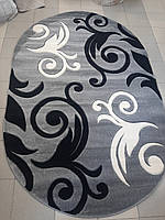 Турецкий ковер с рельефным рисунком Albayrak Legenda серый овал 1.5x2.3м