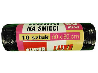 Пакети поліетиленові для сміття 60літрів (10 шт.) Люксупер (1 рул)