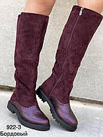 Чоботи  36 зимові бордовий жіночі високі