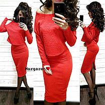 Костюм жіночий стьобаний теплий укорочена кофта з довгим рукавом та спідниця міді Kmk1559, фото 3