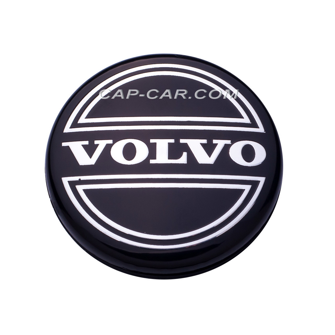 Ковпачки заглушки для литих дисків Volvo чорний з хромованим логотипом, фото 1