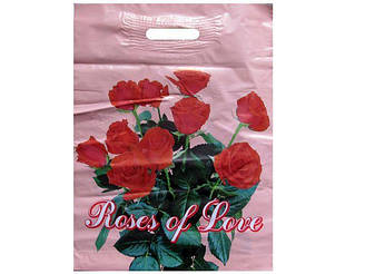 Пакети з вирубаною ручкою (35*45) "Троянди любові" (50 шт.)