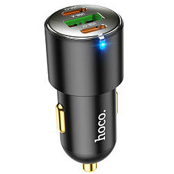 Автомобільний зарядний пристрій HOCO NZ6 |USB/2Type-C, PD45W, 3A| Чорний
