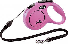 Повідець-рулетка Flexi New Classic М трос 5 м до 20 кг (Рожевий)
