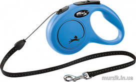 Повідець-рулетка Flexi New Classic М трос 5 м до 20 кг (Синій)