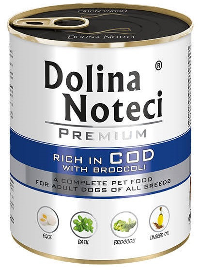 Вологий корм для собак з тріскою та броколі Dolina Noteci Premium 24 шт*400 г