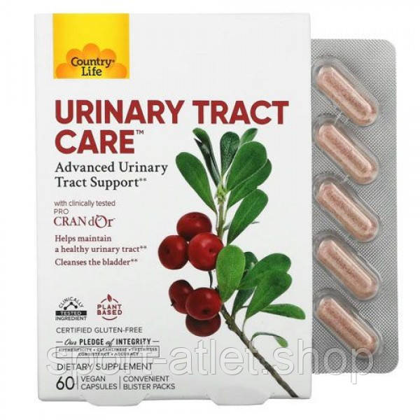 Натуральна добавка Country Life Urinary Tract Care, 60 вегакапсул, фото 1
