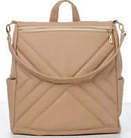 Рюкзак бежевый женский стильный модный деловой экокожа 34х31х15 см, сумка-рюкзак молодежная для ноутбука