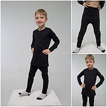 Термобілизна зимова дитяча комплект 2в1, чорна, розміри від 5 до 13 років, Туреччина