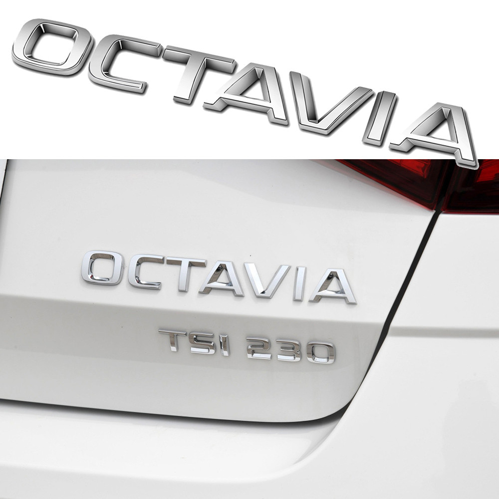 Шильдик емблема напис на багажник Skoda Octavia  колір хром