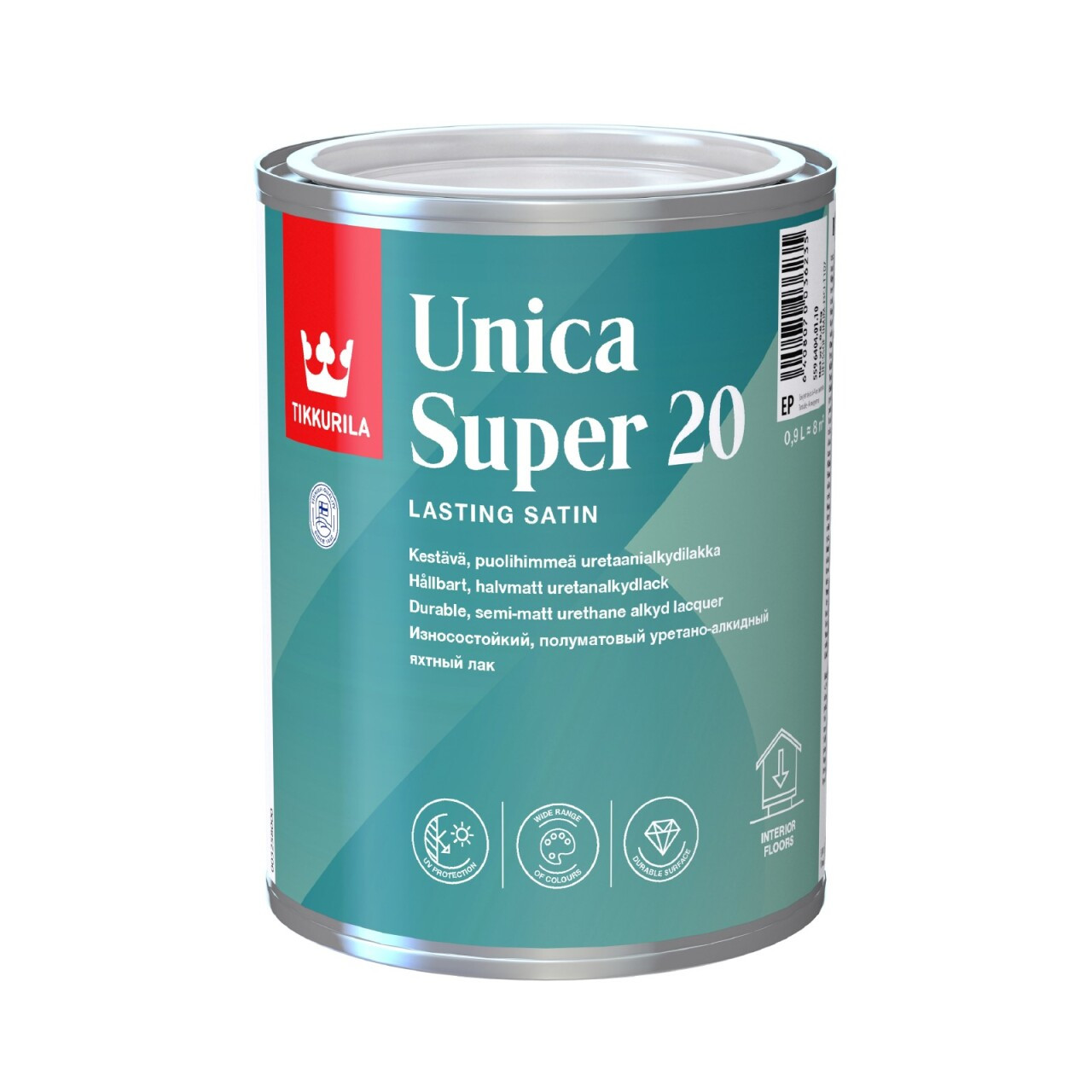 Лак універсальний TIKKURILA UNICA SUPER 20 (ТІККУРІЛА УНІКА СУПЕР) 0.9л напівматовий
