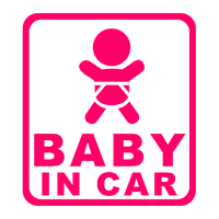 Baby in car 2. Вологостійка наклейка без фону 16*8см, рожевий