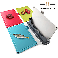 Набір кухонних обробних дощок Cooking House , 4 шт. з підставкою, розмір 30х20 см, стильний аксесуар для організації кухні, фото 3