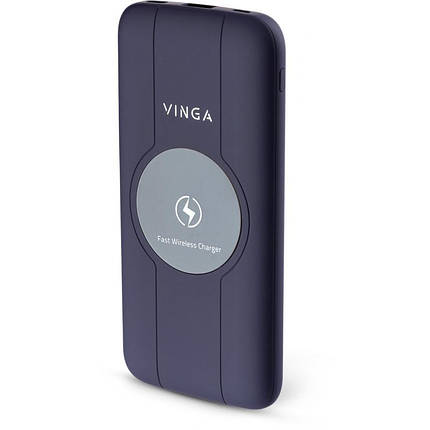 Батарея універсальна мобільна Vinga 10000 mAh Wireless QC3.0 PD soft touch purple (BTPB3510WLROP), фото 1
