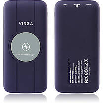 Батарея універсальна мобільна Vinga 10000 mAh Wireless QC3.0 PD soft touch purple (BTPB3510WLROP), фото 5
