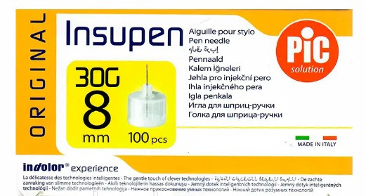 Голки інсулінові для шприц-ручок Artsana Insupen 8мм 30G (0,30 мм)