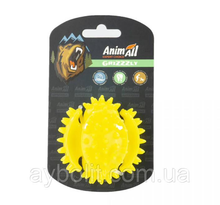 Іграшка AnimAll GrizZzly мультифункціональний м'яч, для собак, 7.5 см, жовта