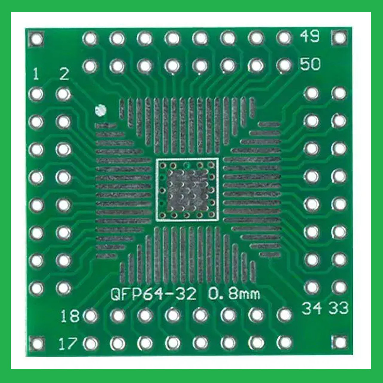 Макетна плата перехідник QFP64-32 0,8 mm/QFP64 0.5mm. 1 шт