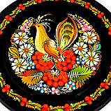 Настінна тарілка декоративна сувенірна кругла з дерева Петриківський ручний розпис малюнок СОЛОВЕЙ І КАЛИНА d20см, фото 7