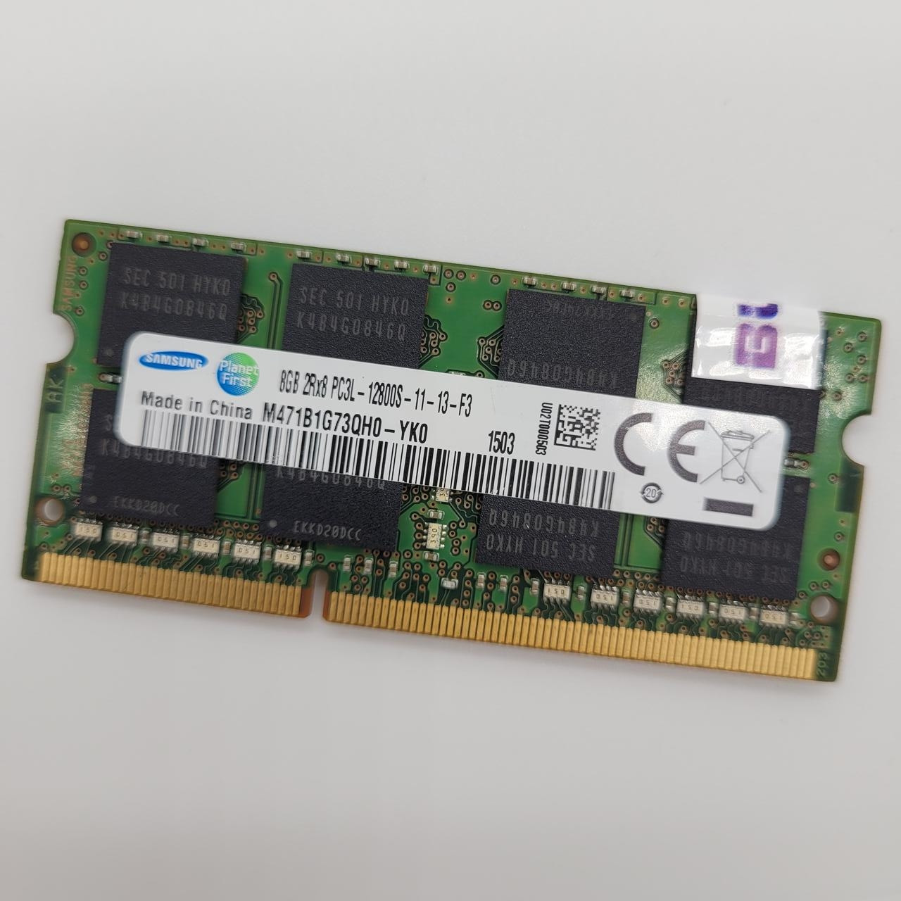 Оперативна пам'ять для ноутбука Samsung SODIMM DDR3L 8Gb 1600MHz PC3L-12800S CL11 (M471B1G73QH0-YK0) Б/В